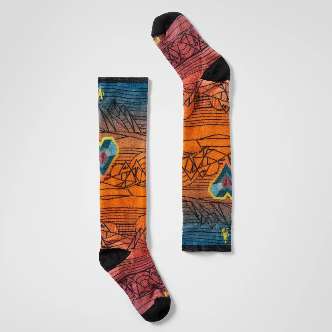 Junior Ski Geo Peaks Print Over The Calf Socks