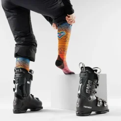 Ski Geo Peaks Print Over The Calf Socks
