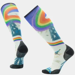 Ski Rainbow Trails Print Over The Calf Socks