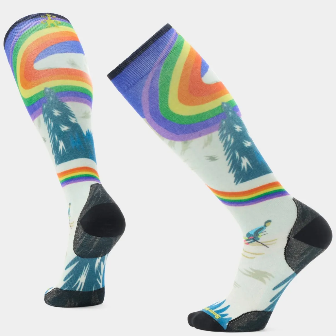 Ski Rainbow Trails Print Over The Calf Socks