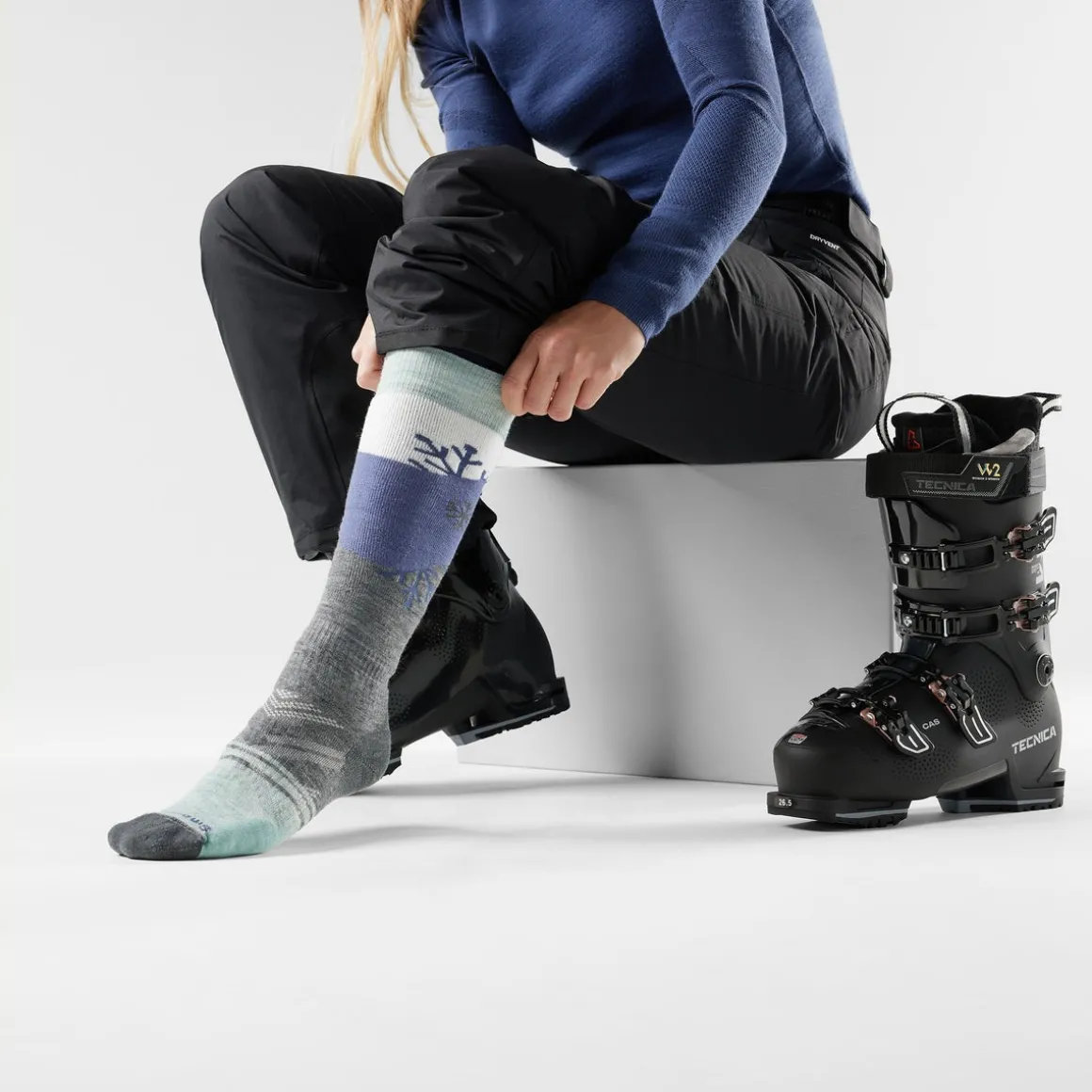 Women's Ski Snowpocalypse Pattern Over The Calf Socks