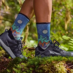 Women's Trail Run Mountain Print Crew Socks